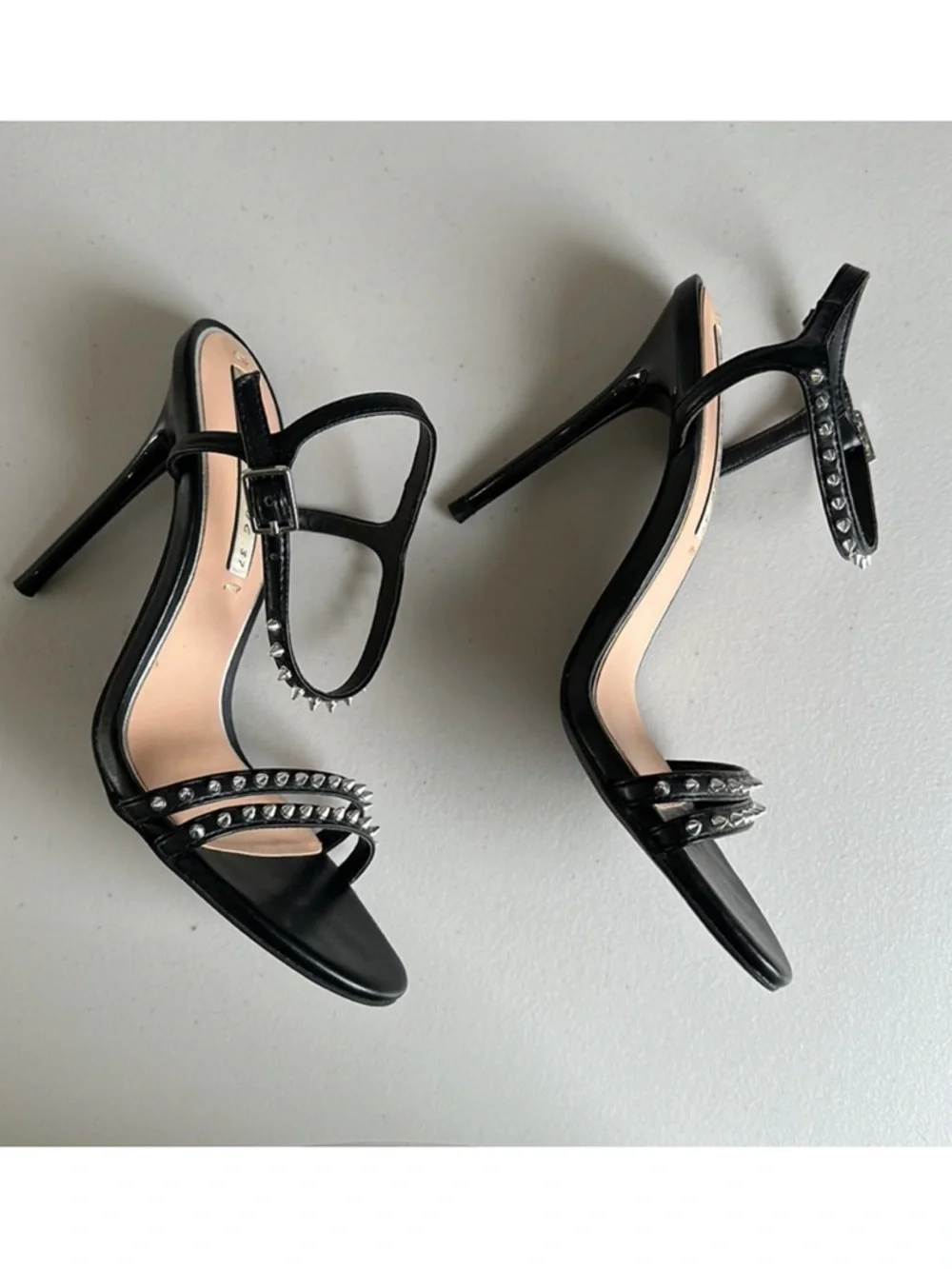 NWT ZARA Black Studded High Heel Sandals - Women's Strappy Stiletto 37 - Picture 1 of 7